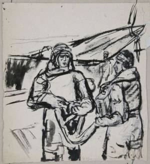 Н.Удальцова. 1942. Бум.,тушь.26х24. Из коллекции Д.Матвеева